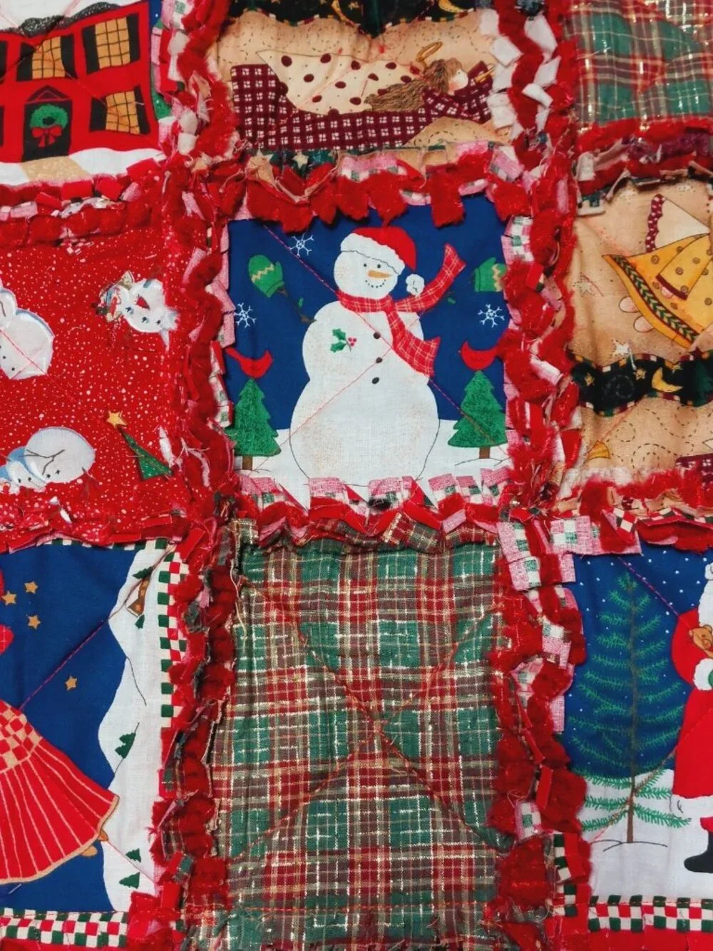 Christmas Rag Lap Throw Quilt 52
